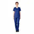 Wholesale women's navy blue v-neck scrub top and pants set