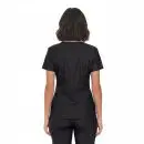 Wholesale women's black short-sleeve athletic t-shirt, back view