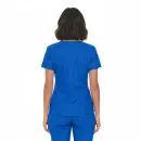 Wholesale women's blue short-sleeve scrub top, back view