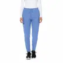 Wholesale women's blue scrub pants with drawstring waist and cargo pockets