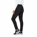 Wholesale women's black tapered athletic pants with white long-sleeve top and black sneakers