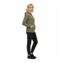 Wholesale women's olive green zip-up hoodie with black jogger pants and black sneakers