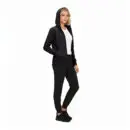 Wholesale women's black zip-up hoodie with white shirt and black joggers