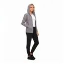 Wholesale women's gray zip-up hoodie with white shirt and black joggers