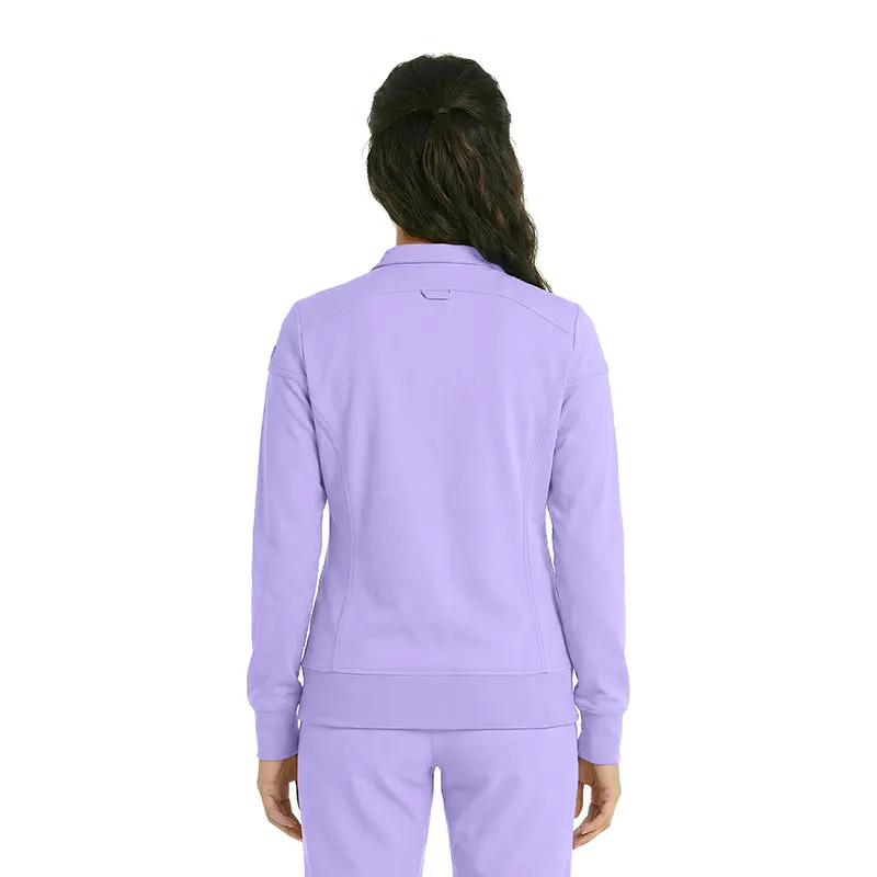Wholesale women's lavender zip-up track jacket with ribbed cuffs and waistband