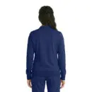 Wholesale women's navy blue quarter-zip pullover sweatshirt, back view