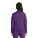 Wholesale women's purple full-zip athletic jacket with ribbed cuffs and waistband, back view