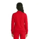 Wholesale women's red zip-up sweatshirt with long sleeves, shown from the back view