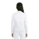 Wholesale women's white zip-up sweatshirt with ribbed cuffs and waistband, back view