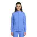 Wholesale women's periwinkle blue zip-up track jacket with side pockets and ribbed cuffs