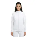 Wholesale women's white zip-up track jacket with side pockets and ribbed cuffs