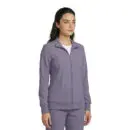 Wholesale women's purple zip-up jacket with collar and matching pants