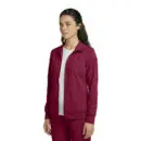 Wholesale women's burgundy zip-up jacket with white undershirt and matching pants