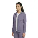 Wholesale women's purple zip-up jacket with white undershirt and matching purple pants