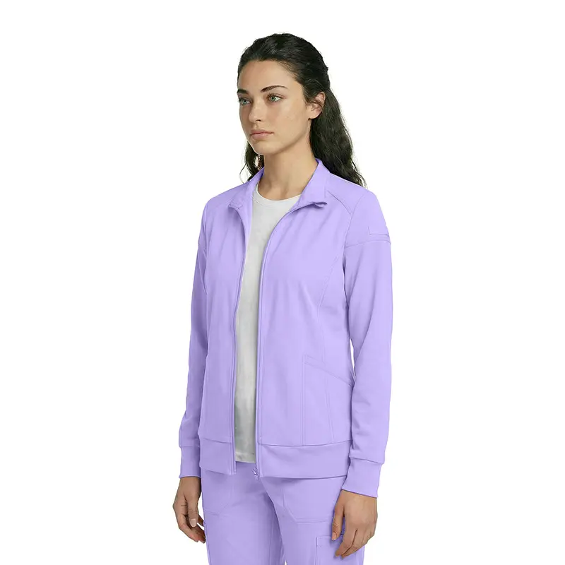 Wholesale women's lavender zip-up jacket with white undershirt and matching lavender pants