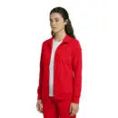 Wholesale women's red zip-up jacket with white undershirt and matching red pants