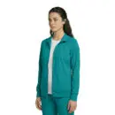 Wholesale women's teal zip-up jacket with white undershirt and matching teal pants