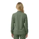 Wholesale women's sage green zip-up jacket with long sleeves and ribbed cuffs, back view