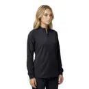Wholesale women's black zip-up jacket with long sleeves and ribbed cuffs