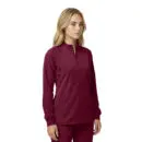 Wholesale women's maroon zip-up track jacket with long sleeves