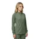 Wholesale women's sage green full-zip athletic jacket with long sleeves