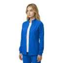 Wholesale women's blue zip-up jacket with white undershirt and matching blue pants