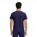 Wholesale men's navy blue short-sleeve t-shirt, back view