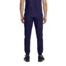 Wholesale men's navy joggers with elastic waistband and tapered ankles