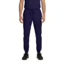 Wholesale men's navy joggers with drawstring waist and tapered ankles