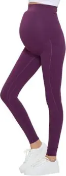 Wholesale women's purple high-waisted leggings with side pockets and ankle cuffs