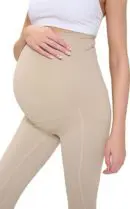 Wholesale maternity support leggings in beige with belly panel support