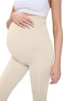 Wholesale women's maternity over-the-belly leggings in beige