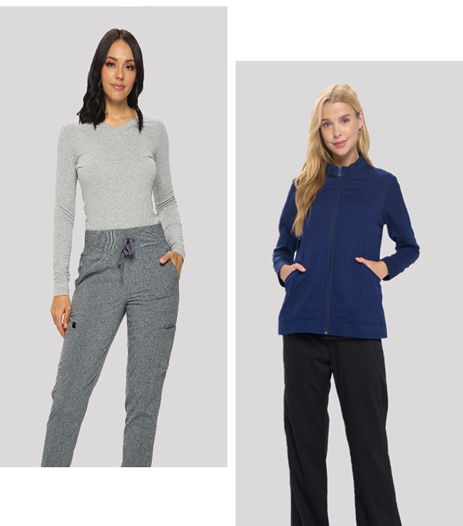 Wholesale women's long sleeve top and drawstring pants two-piece loungewear set in gray and navy